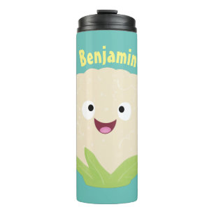 Cute happy cauliflower vegetable cartoon  thermal tumbler