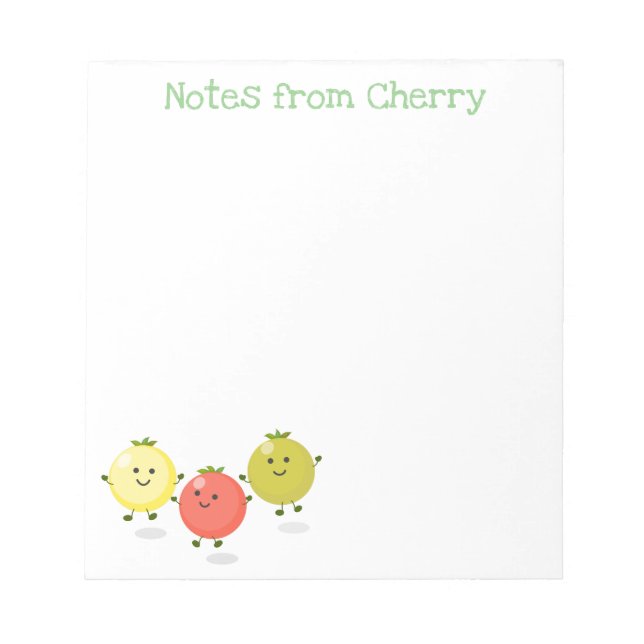 Cute  happy cherry tomatoes cartoon illustration notepad (Front)