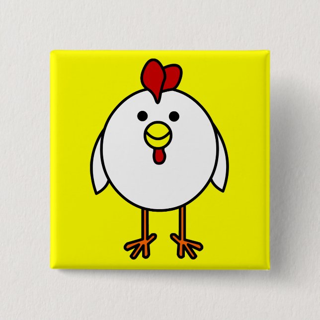 Cute Happy Chicken 15 Cm Square Badge (Front)
