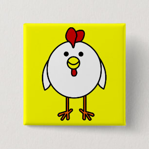 Cute Happy Chicken 15 Cm Square Badge