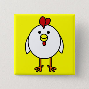 Cute Happy Chicken 15 Cm Square Badge