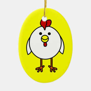 Cute Happy Chicken Customisable! Ceramic Tree Decoration
