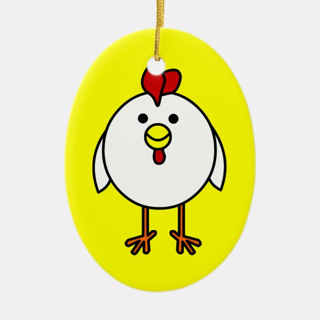 Cute Happy Chicken Customisable! Ceramic Tree Decoration (Front)