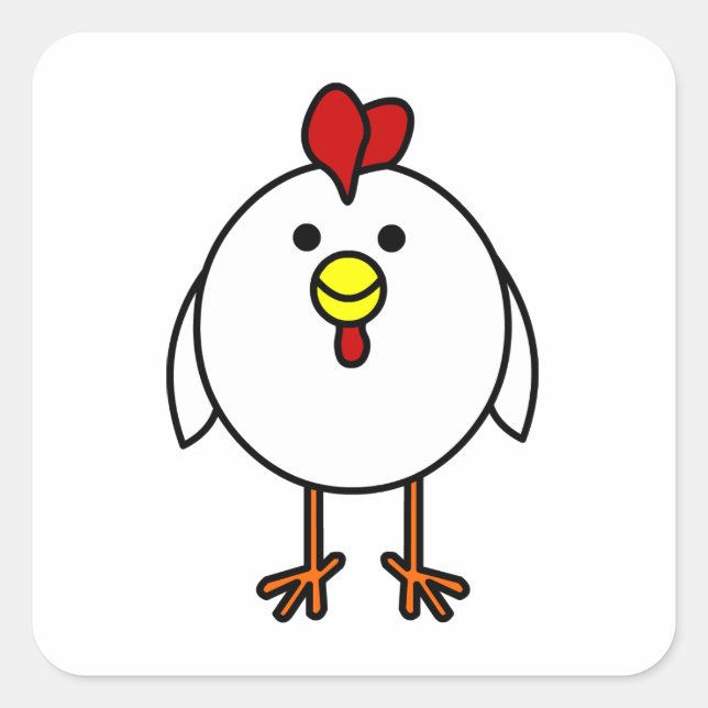 Cute Happy Chicken Square Square Sticker (Front)