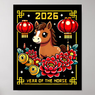 Cute Happy Chinese New Year Of The Hourse 2026 Lun Poster