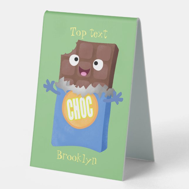 Cute happy chocolate candy bar cartoon character (Front)