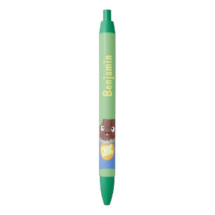 Cute happy chocolate candy bar cartoon character black ink pen