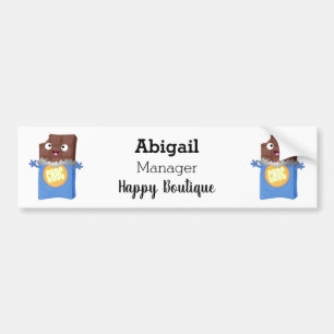 Cute happy chocolate candy bar cartoon character bumper sticker
