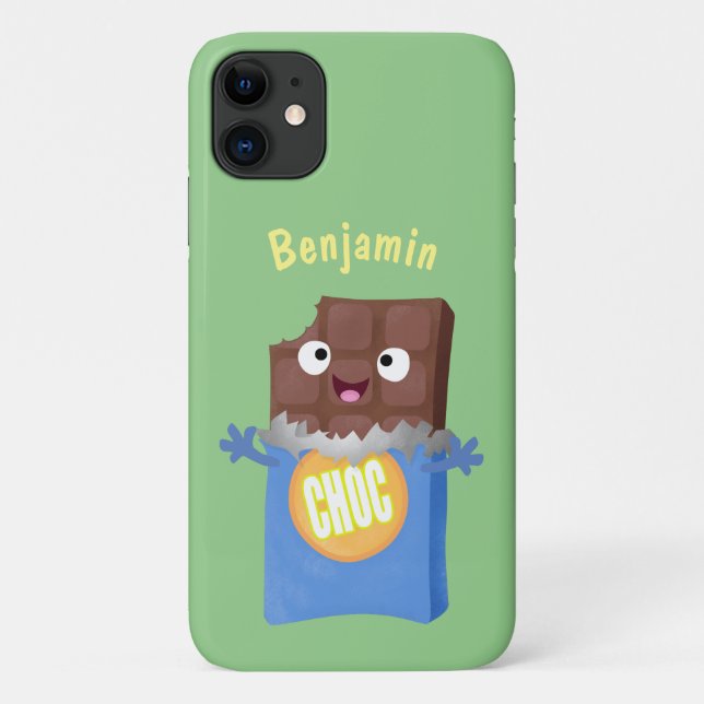 Cute happy chocolate candy bar cartoon character Case-Mate iPhone case (Back)
