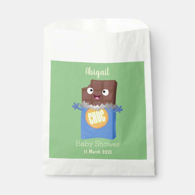 Cute happy chocolate candy bar cartoon character favour bags (Front)