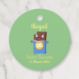 Cute happy chocolate candy bar cartoon character favour tags