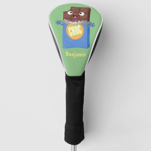Cute happy chocolate candy bar cartoon character golf head cover (Front)