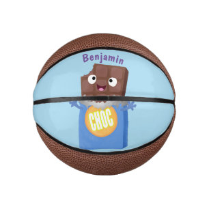 Cute happy chocolate candy bar cartoon character mini basketball