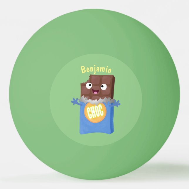 Cute happy chocolate candy bar cartoon character ping pong ball (Front)