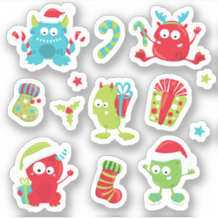 Cute Happy Christmas Holiday Monsters