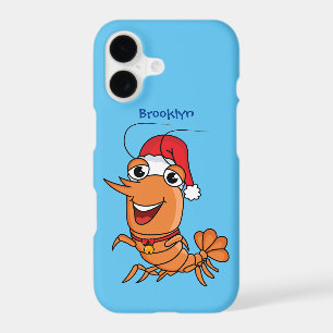 Cute happy Christmas shrimp cartoon illustration