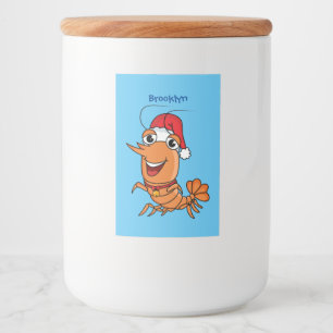 Cute happy Christmas shrimp cartoon illustration Food Label