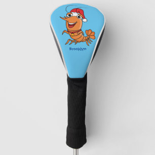 Cute happy Christmas shrimp cartoon illustration Golf Head Cover
