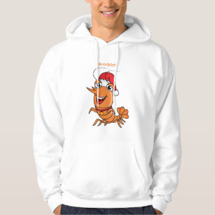 Cute happy Christmas shrimp cartoon illustration  Hoodie
