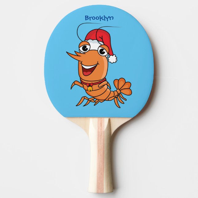 Cute happy Christmas shrimp cartoon illustration Ping Pong Paddle (Front)