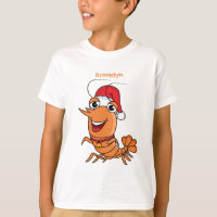 Cute happy Christmas shrimp cartoon illustration