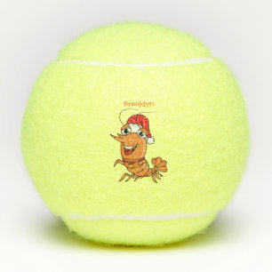 Cute happy Christmas shrimp cartoon illustration Tennis Balls