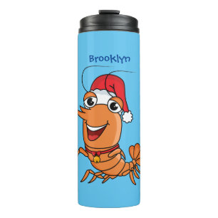 Cute happy Christmas shrimp cartoon illustration Thermal Tumbler