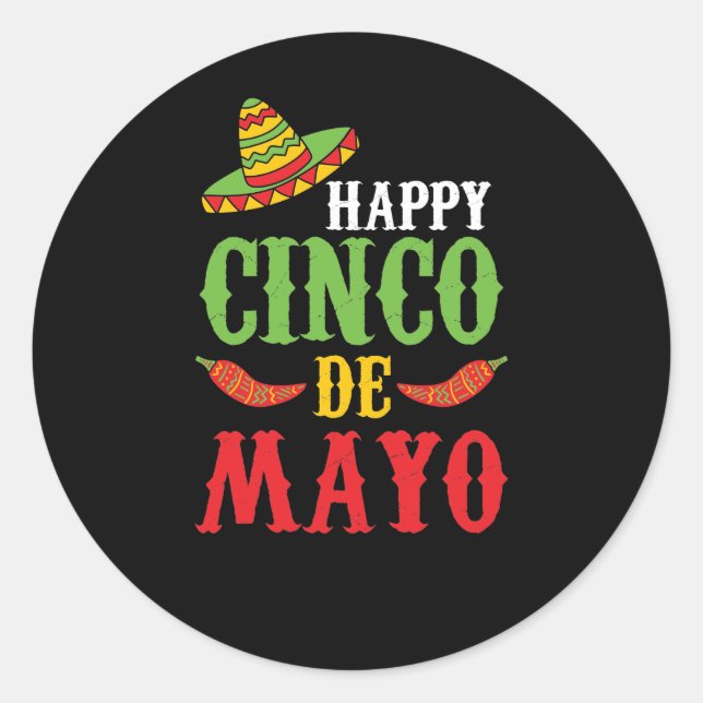 Cute Happy Cinco De Mayo Classic Round Sticker (Front)