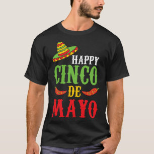 Cute Happy Cinco De Mayo Sombrero Peppers May 5th  T-Shirt