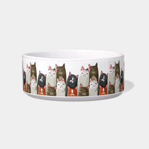 Cute Happy Clowder of Cats Illustration Bowl