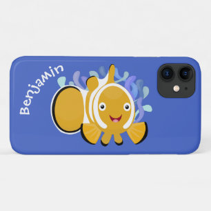 Cute happy clownfish anenome cartoon iPhone 11 case