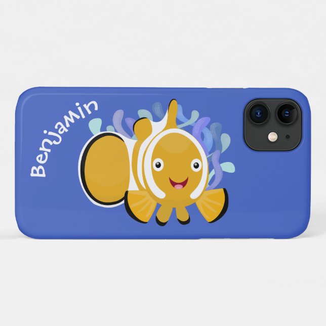 Cute happy clownfish anenome cartoon Case-Mate iPhone case (Back (Horizontal))
