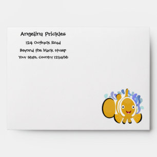 Cute happy clownfish anenome cartoon envelope