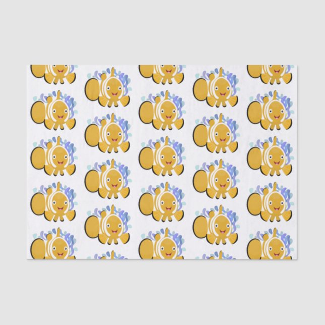 Cute happy clownfish anenome cartoon tissue paper (Front)