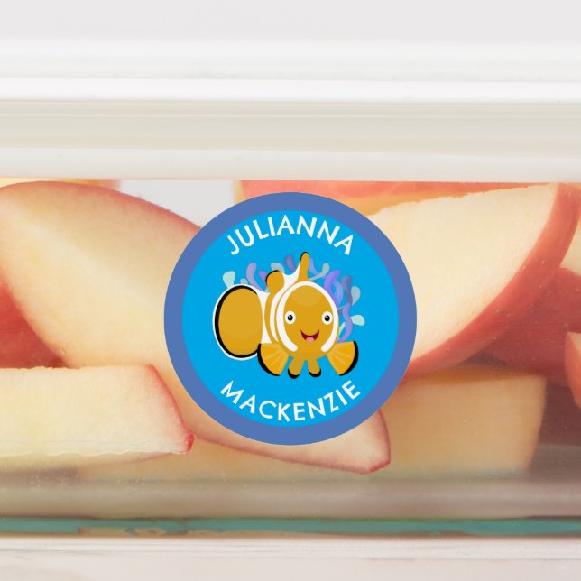 Cute happy clownfish personalised school cartoon (Affixed)