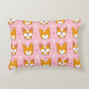 Cute happy corgi dog seamless pattern decorative cushion