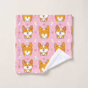 Cute happy corgi dog seamless pattern wash cloth