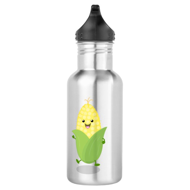 Cute happy corn cartoon illustration 532 ml water bottle (Right)