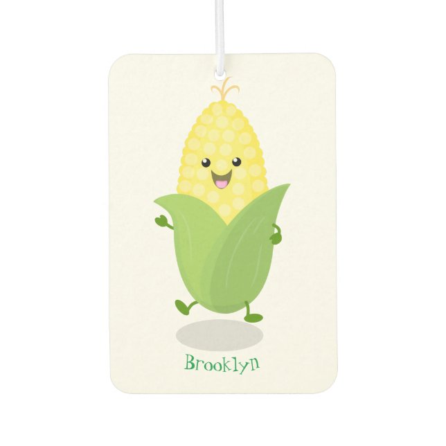 Cute happy corn cartoon illustration  car air freshener (Front)