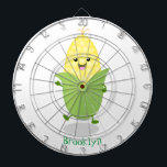 Cute happy corn cartoon illustration dartboard<br><div class="desc">This funny design features a cute happy corn cob with a smile. All done in happy cartoon style!</div>