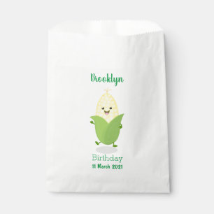 Cute happy corn cartoon illustration favour bags