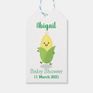 Cute happy corn cartoon illustration gift tags