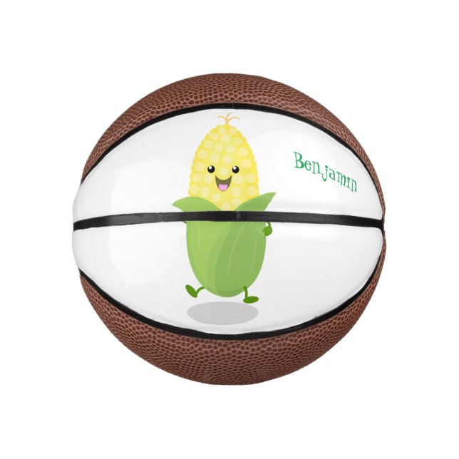Cute happy corn cartoon illustration mini basketball (Front)