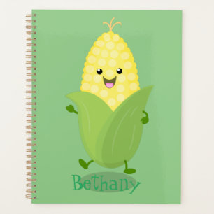 Cute happy corn cartoon illustration planner