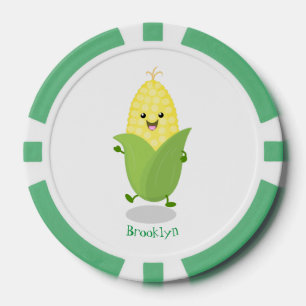Cute happy corn cartoon illustration poker chips