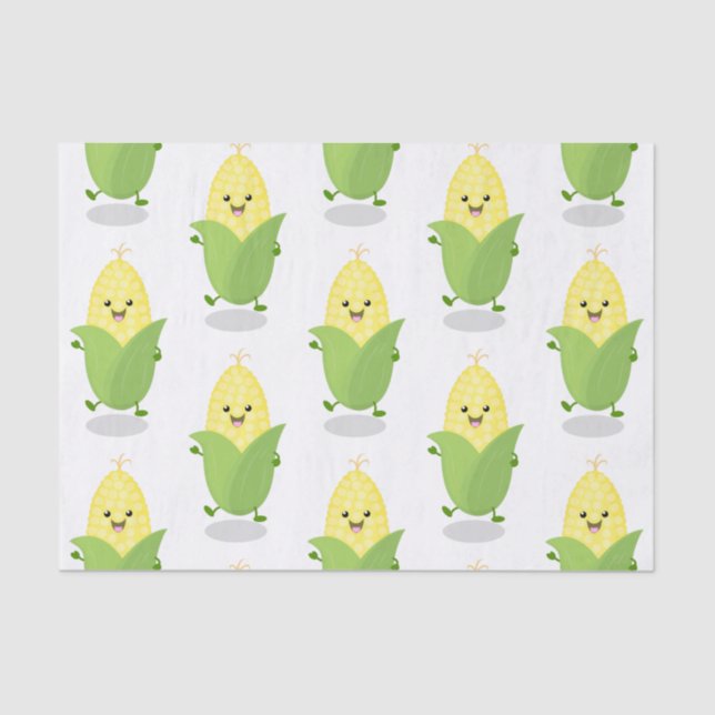 Cute happy corn cartoon illustration tissue paper (Front)
