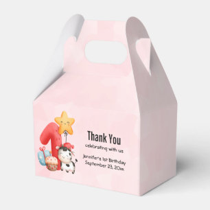 Cute Happy Cow 1st Birthday Thank You Favour Box
