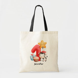Cute Happy Cow 1st Birthday Tote Bag