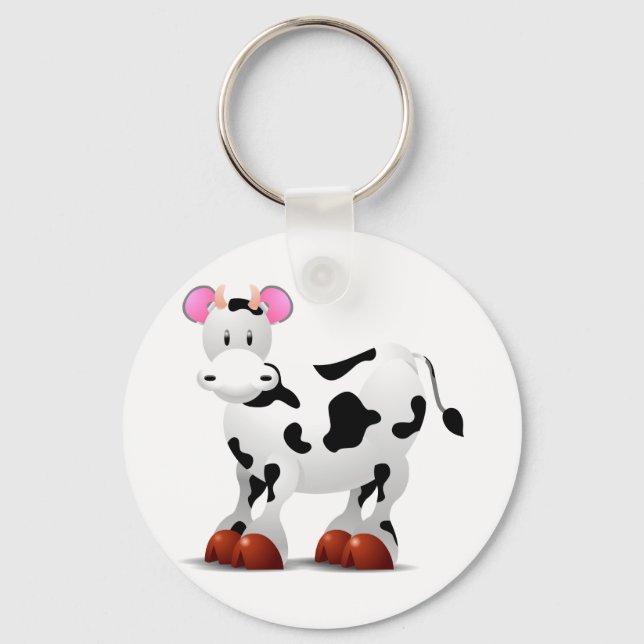 Cute Happy cow cartoon characters Key Ring (Front)