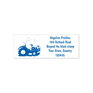 Cute happy cow driving a red tractor cartoon self-inking stamp
